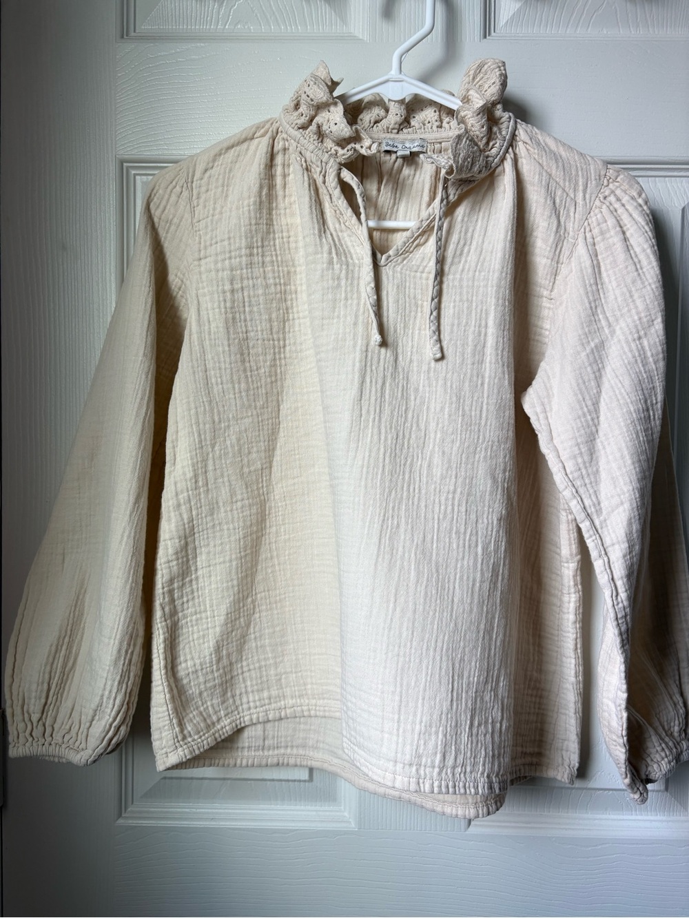 Bebe Organic Girls Ruffle Peasant Top